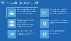 Ripristino del Sistema Windows 10 in modalità provvisoria